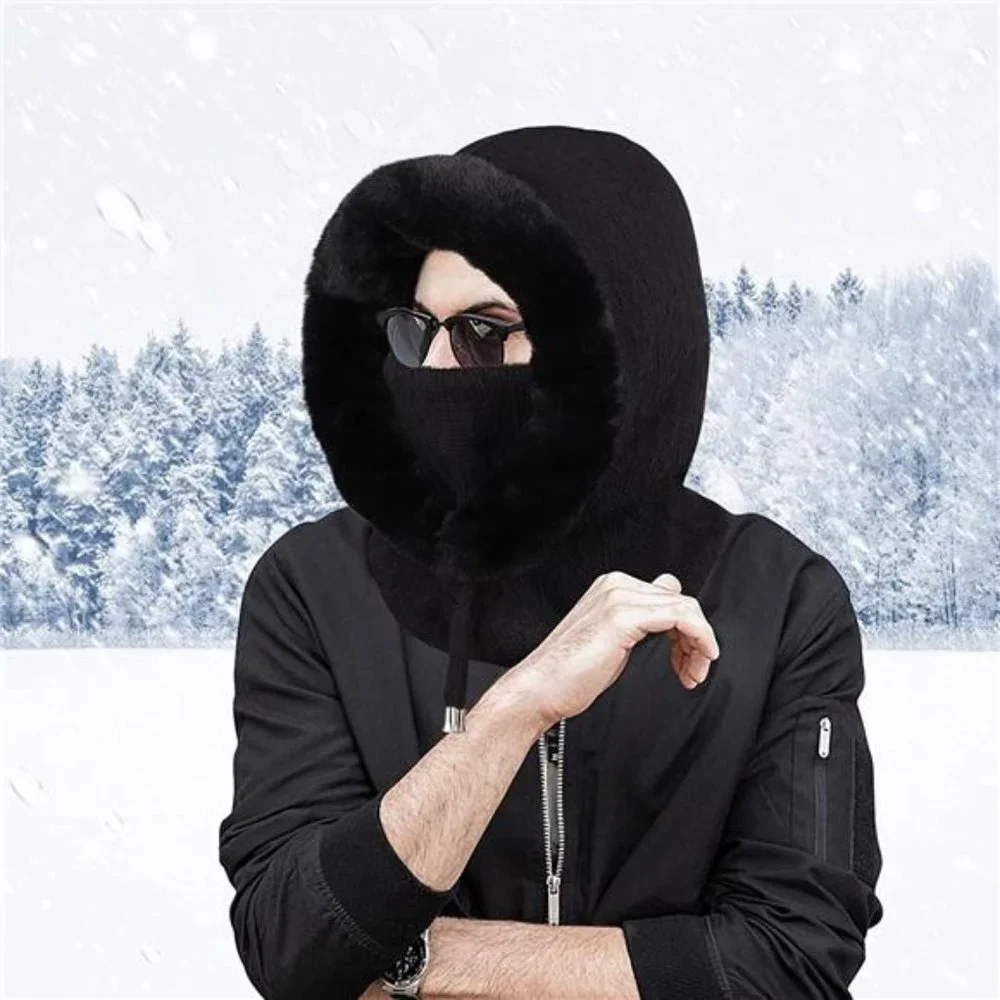 Women's Ski Mask Balaclava Face Mask Knitted Warm Fleece, Black
